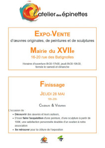 EXPO-VENTE à la MAIRIE du XVIIE, en soutien à notre association